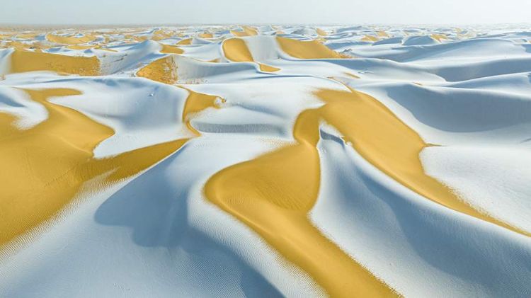 Sahara səhrasına qar yağdı