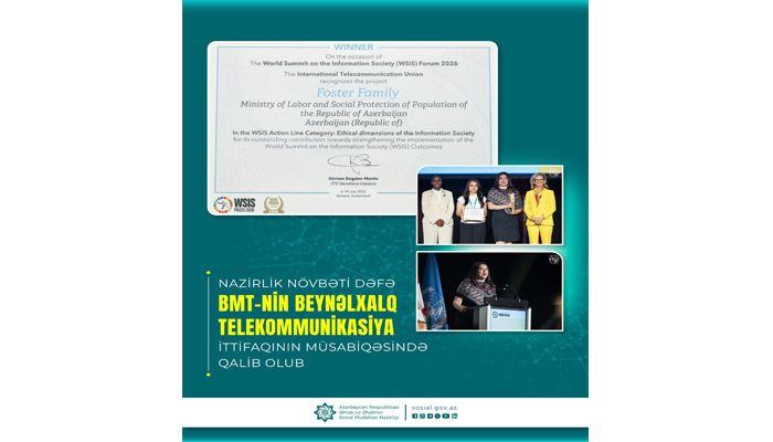 Nazirlik növbəti dəfə BMT-nin Beynəlxalq Telekommunikasiya İttifaqının müsabiqəsində qalib olub