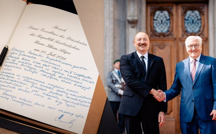 İlham Əliyevin Almaniya prezidenti ilə görüşündə xatirə kitabına yazdıqları... -  FOTO 