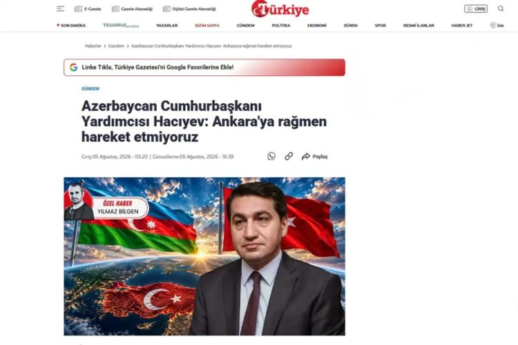 Hikmət Hacıyevin bu fikirləri “Türkiye Gazetesi”ndə niyə təhrif edilib?