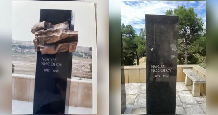 Mərhum jurnalistin məzarından bürünc barelyef oğurlanıb