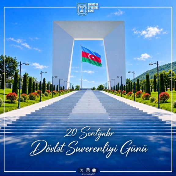 İsrail səfirliyi Azərbaycanı Suverenlik Günü münasibətilə təbrik edib