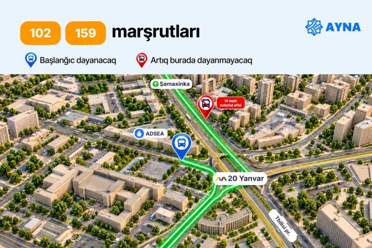 “20 Yanvar” yaxınlığındakı dayanacaqdan daha dörd marşrut çıxarılır